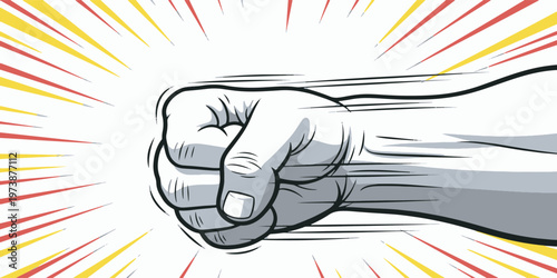 Clenched Fist Raised in Anger.