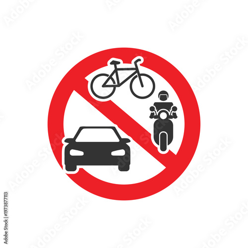 vector road closed for vehicles, cars, motorbikes and bicycles