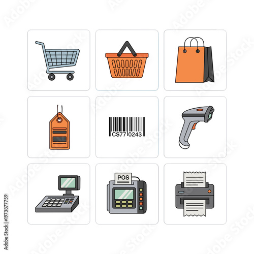 Ecommerce shopping cart and retail icons 1.