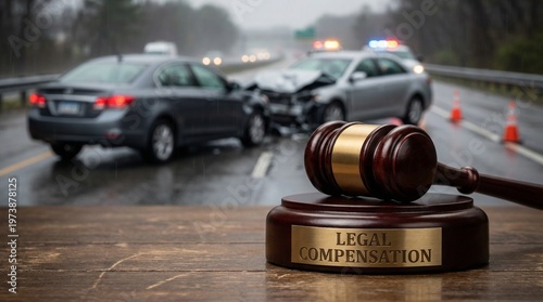 Legal Proceedings and Courtroom Justice Demonstrative of Vehicle Accident Impacture in Rainy Conditions