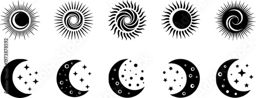 Sun and moon icon set
