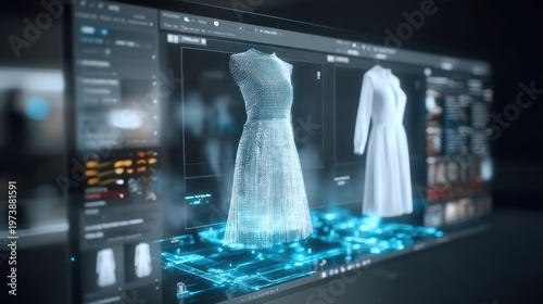 Fashion design software interface rendering dress
