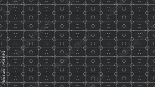 Black background with white grid pattern and circles for design