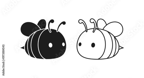 Cute Cartoon Bees Illustration - Charming Design Vector