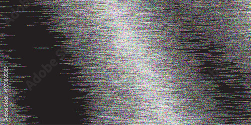 A man in a mask and a man in a suit stand by a woman in a black dress against a dark purple metallic wall with a grunge steel texture and digital pattern backdrop