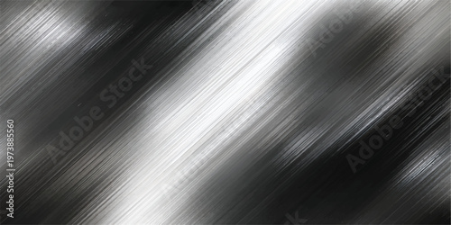 A polished silver brushed metal texture background features a smooth stainless steel sheet surface with a shiny metallic gray pattern reflecting an industrial chrome aluminum material