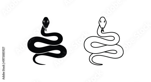 Black and White Snake Symbols: Duality Designs Vector