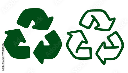 Recycle Symbol Icons In Solid And Outline Style For Waste Management Concept Vector Illustration