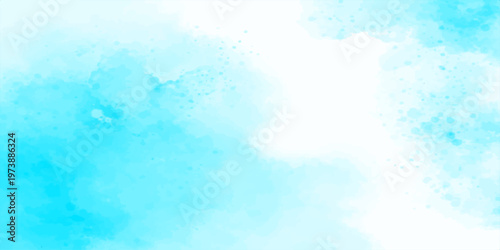 Abstract watercolor background with blue paint texture creates a cloudy sky pattern on paper for a summer nature design backdrop