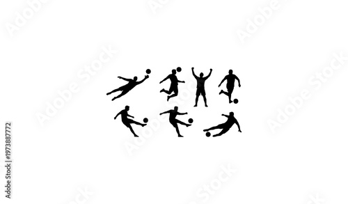 Soccer Action Silhouette Set Football Player Vector Collection