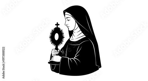 Saint Clare of Assisi with Monstrance Vector Illustration