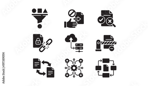 Collection of icons for data filtering file security cloud storage advanced