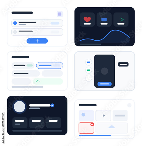 Modern Minimalist UI Dashboard Widgets and App Interface Components Set