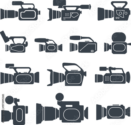 Collection of Various Camcorder Silhouettes camcorder, video camera, filming