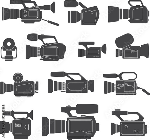 Collection of Video Camera Silhouettes camcorder equipment