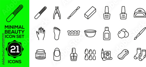 Minimalist Beauty and Nail Care Icon Set for Professional Services.