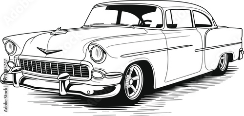 Foto Classic American Muscle Car Outline Drawing automobile