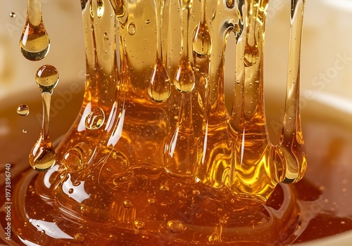 Golden Honey Drips - A Close-Up of Sweetness and Texture.