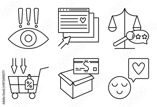 Customer Journey Map black line icon set, editable stroke digital marketing sings, vector monochrome outline symbols