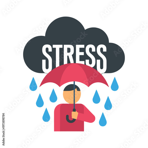 A person sheltering from a storm of stress.