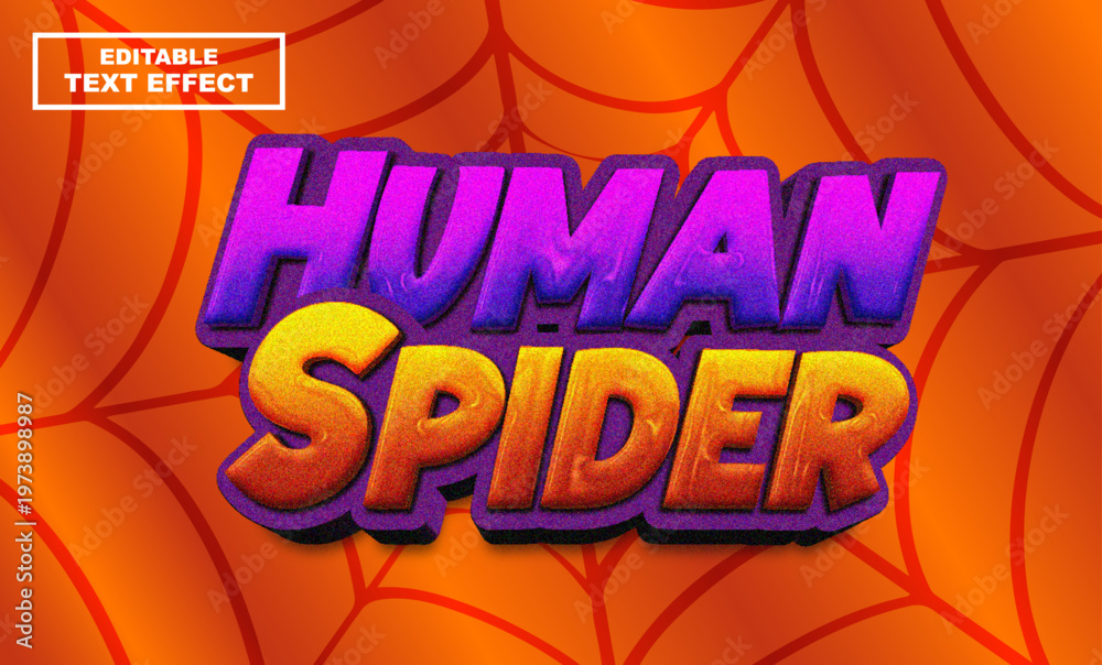 Фотография Human spider text, editable text effect template, 3d bold cartoon text style