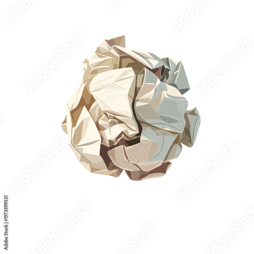 A crumpled paper ball isolated on a light background. 