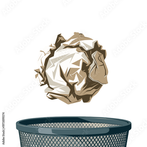 Crumpled paper being tossed into a bin.