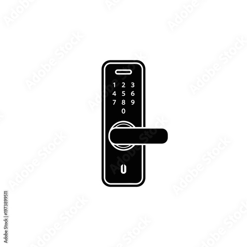 Modern Digital Door Lock with Keypad and Handle, Smart Home Security Device Icon