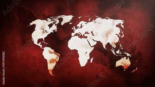 Abstract world map graphic in red and white colors for global themes