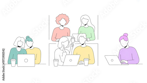 Two black cats sitting side by side with hearts floating above their heads isolated on transparent background