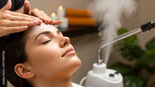 Relaxing Facial Treatment - A Woman Enjoying a Spa Experience with Steam and Massage.