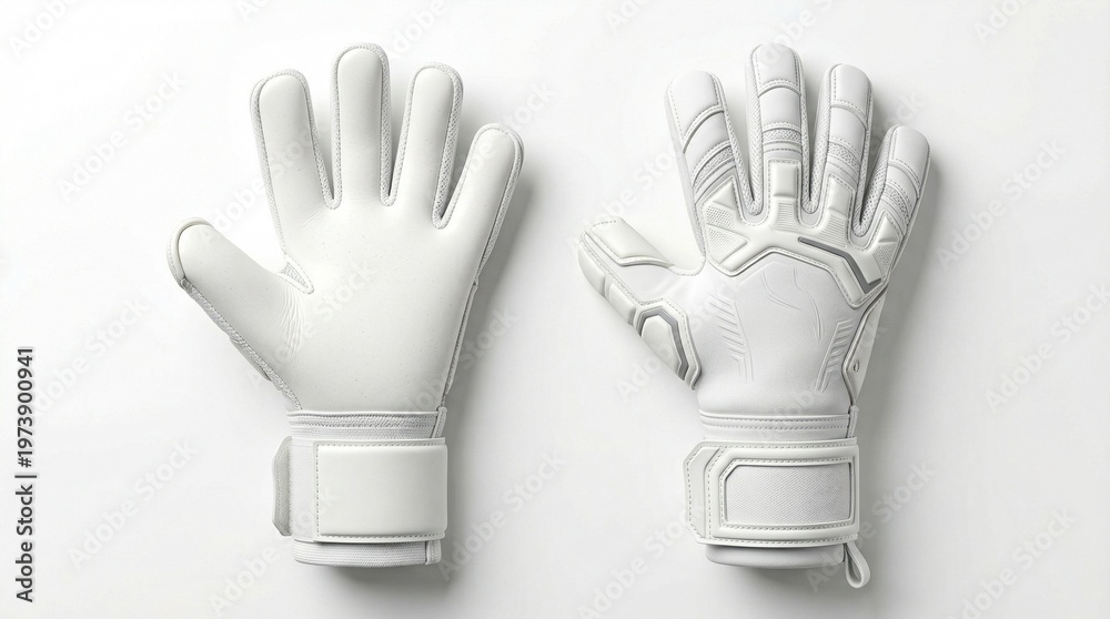 Obraz premium Pair of white goalkeeping gloves on a white background
