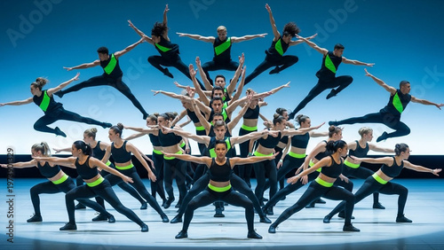 Dynamic Dance Ensemble - A Captivating Performance of Synchronized Movement and Artistic Expression.