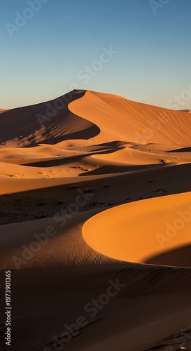 Golden Hour at Namib Desert - Sand Dunes and Shadows.