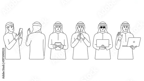 Collection of vintage style boots with decorative stitching and heel details isolated on transparent background