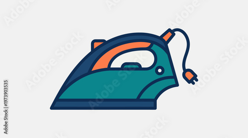 Simple vector illustration of a teal and orange iron, perfect for a variety of home and lifestyle related projects