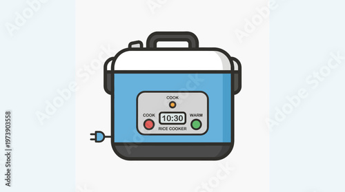 Modern Blue Electric Rice Cooker Appliance for Home Kitchens, Ideal for Preparing Meals and Grains with Ease and Efficiency for Everyday Use