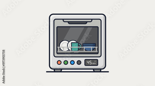 Sleek and Compact Dishwasher Icon Illustrating Modern Kitchen Appliance for Efficient Home Cleaning and Dishwashing Tasks