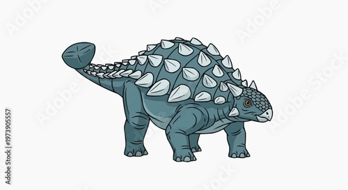 A detailed illustration of an Ankylosaurus dinosaur, showcasing its unique armored body and club-like tail