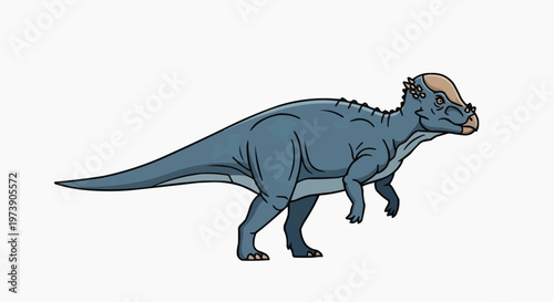 A side view of an illustration of a pachycephalosaurus. The dinosaur is shown in profile