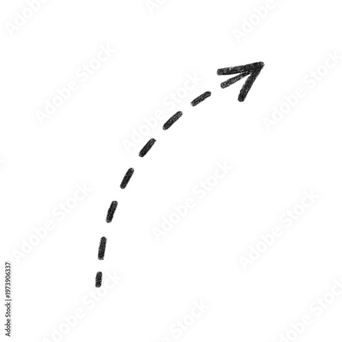 A simple dashed arrow curves upward, symbolizing growth, direction, and progress toward a goal.