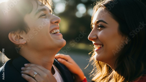 Joyful Couple Sharing a Laugh - A Moment of Genuine Happiness and Connection.