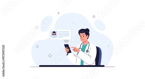 Doctor using smartphone for telemedicine consultation, online medical advice