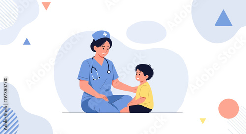 Nurse comforting a child, medical care, healthcare, pediatric, doctor, patient, hospital, medical staff