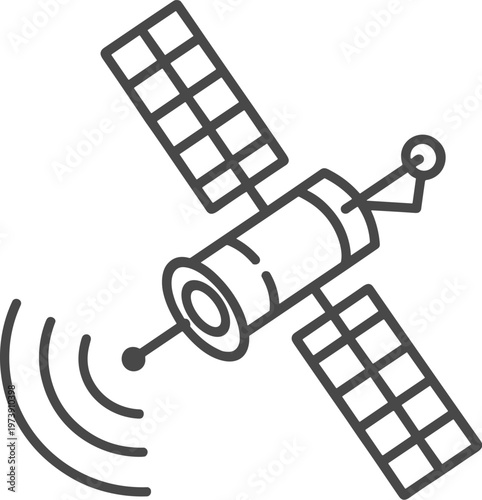 Outline Icon of a Satellite Transmitting Signals vector