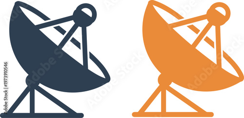 Two Satellite Dish Icons in Different Colors antenna