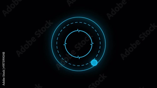 Futuristic Circular Progress HUD Animation with Digital Loading Indicator, Minimal Interface Loop