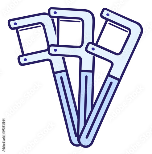 Dental floss picks for cleaning between teeth — plastic floss sticks removing plaque and food from interdental spaces, oral hygiene tool