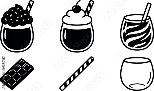 Whipped cream coffee drinks chocolate bar and straw