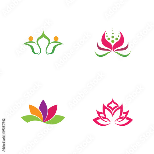  lotus flowers design logo Template